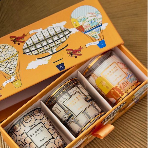 Trio Travel Candles My First Baobab Brussels-Roma-A Saint-Tropez - Maison d'exception boutique