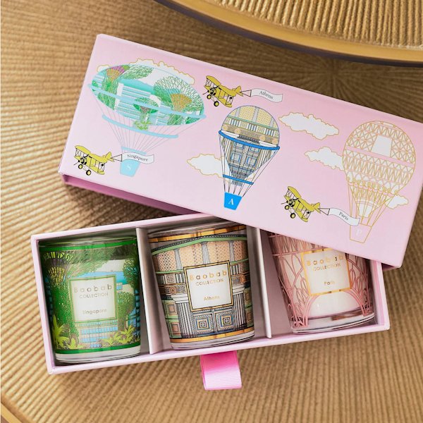 Trio Travel Candles My First Baobab Singapore-Athens-Paris - Maison d'exception boutique