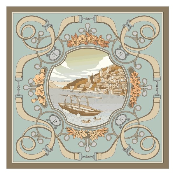 Foulard Pur Soie - Varenna Chiaro 90x90 - Maison d'exception boutique